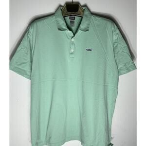 Patagonia Mens Size XL Polo Shirt Fitzroy Trout Forge Blue Organic Cotton Y2k